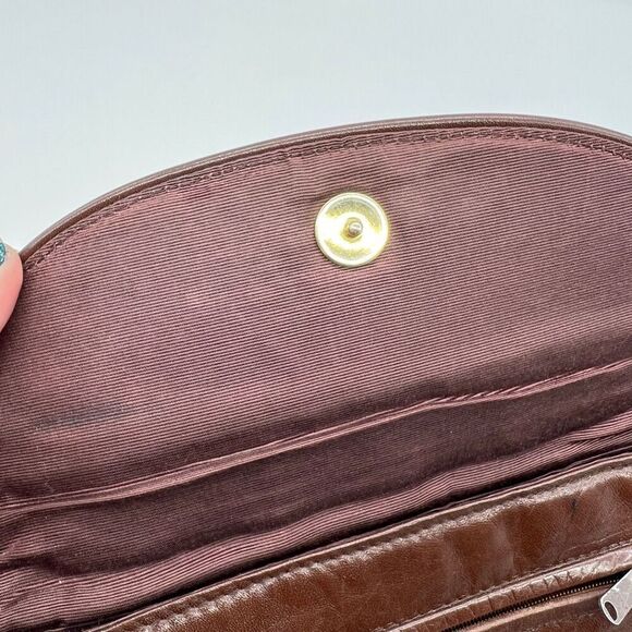 Vintage Brown Genuine Leather Clutch Purse - Picture 9 of 10